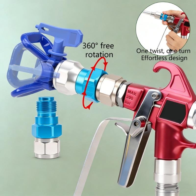 Aluminum High Hardness Airless Sprayer Adapter Quick Connect 360 Degree Rotatable Rotatable Sprayer Connector Leakproof