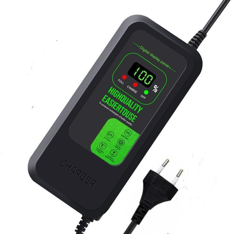 Lithium-Batterieladegerät 36V 42V / 48V 54.6V 2A 5A Digitalanzeige Netzteiladapter Dc55*25Mm Mit Lüfter EU