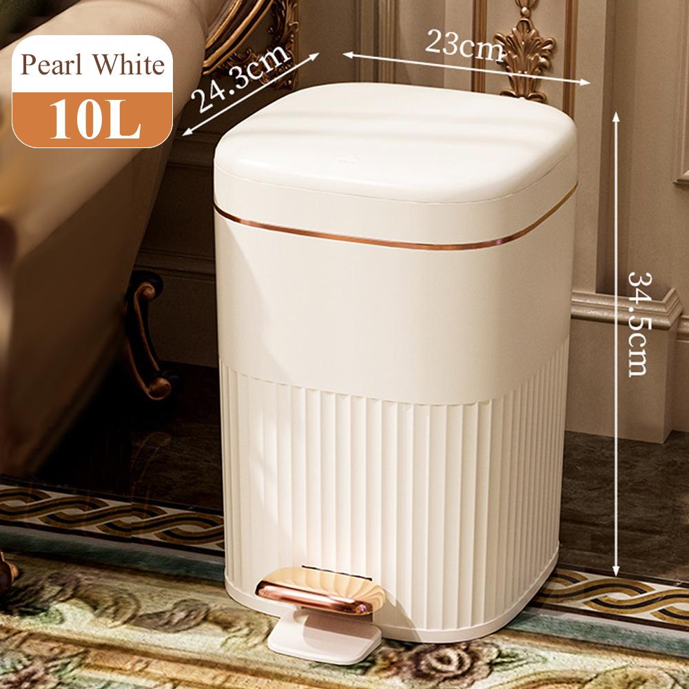 

8л/10л Розкішне сміттєве відро для кухонь з педальною кришкою, водонепроникний кошик для сміття для ванної кімнати, сміттєвий бак великої місткості