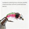 6PCS Bead Head Ice Silk Nymph Fly Fishing Lure, Sharp High Carbon Hook Sinking Bait for Trout Minnow Panfish