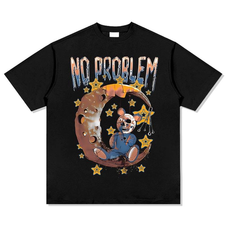 Hip-hop Style Song Pattern T-shirt Men's Fashion Casual Wear Short-sleeved Loose and Comfortable T-shirt Daily Men's Clothing