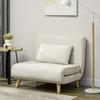 Single Sofa Bed 3 In 1 Folding Sofa Bed with Adjustable Backrest and Cushion for Living Room Bedroom 90x78x79 Cm Cream