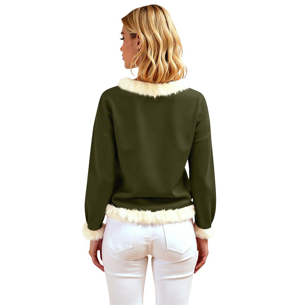 Women's Casual Solid Color Long-Sleeved Hoodless Sweatshirt