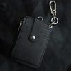 ID Card Holder Zipper Pocket 2 Sided 5 Cards Slots Keychain Lanyard for Mens Bus Subway Card Pouch