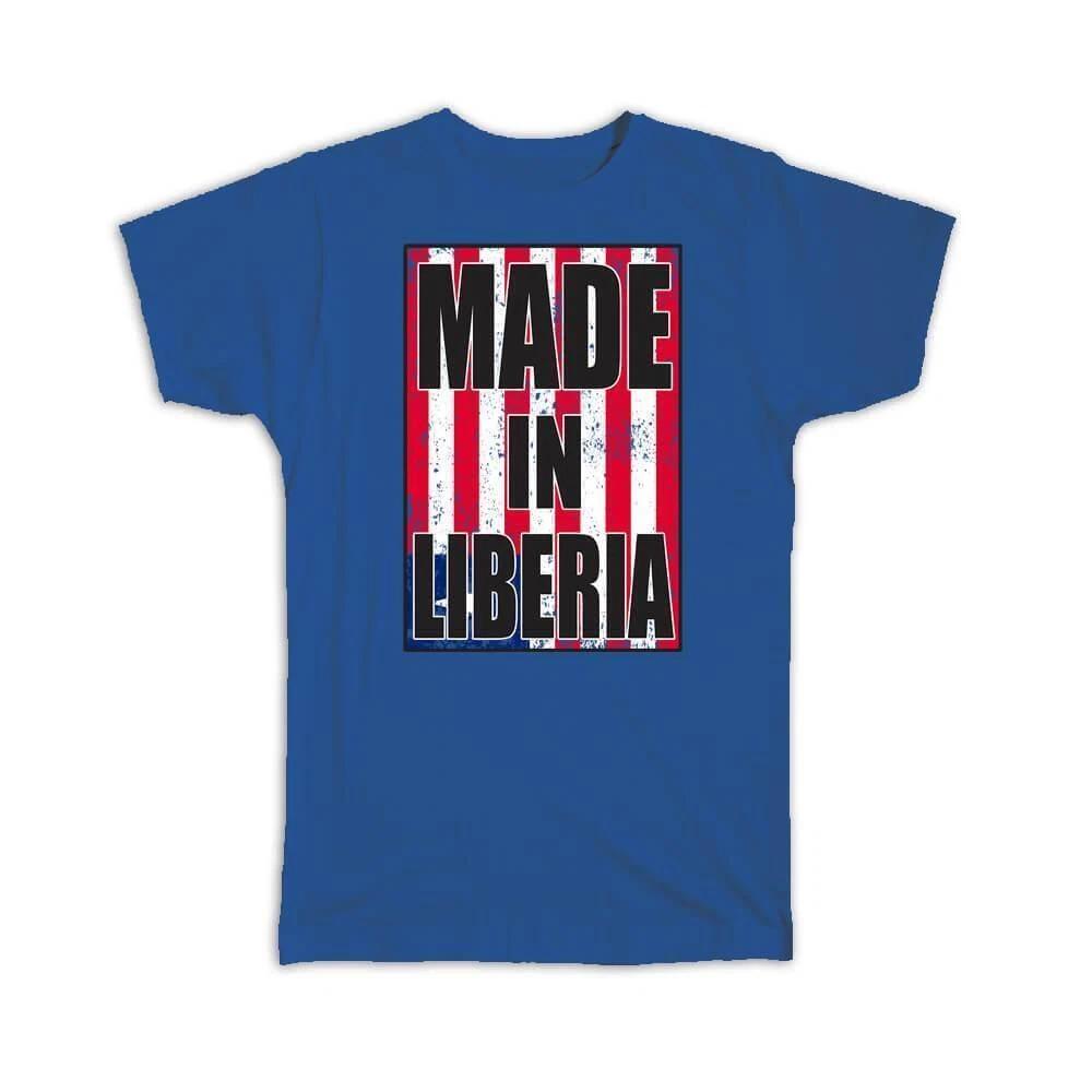 Gift T-Shirt : Made In Liberia Flag Retro Artistic Liberian Expat Country 3XL