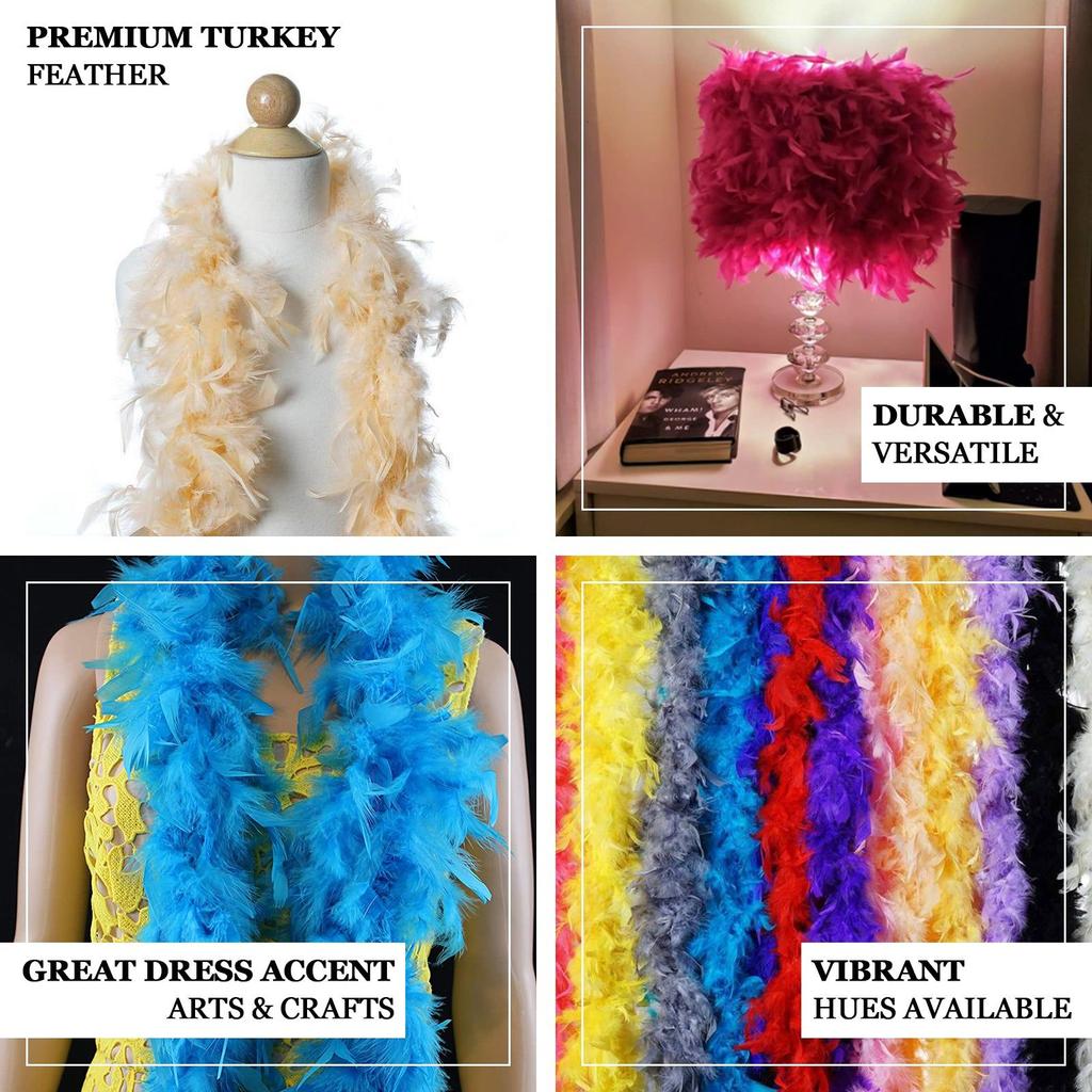 DIY 2Meter/lot 60g Turkey Feather Boa Plumas Dress Shawl Scarf for Halloween Wedding Carnival Party Feather Handicrafts Accessories