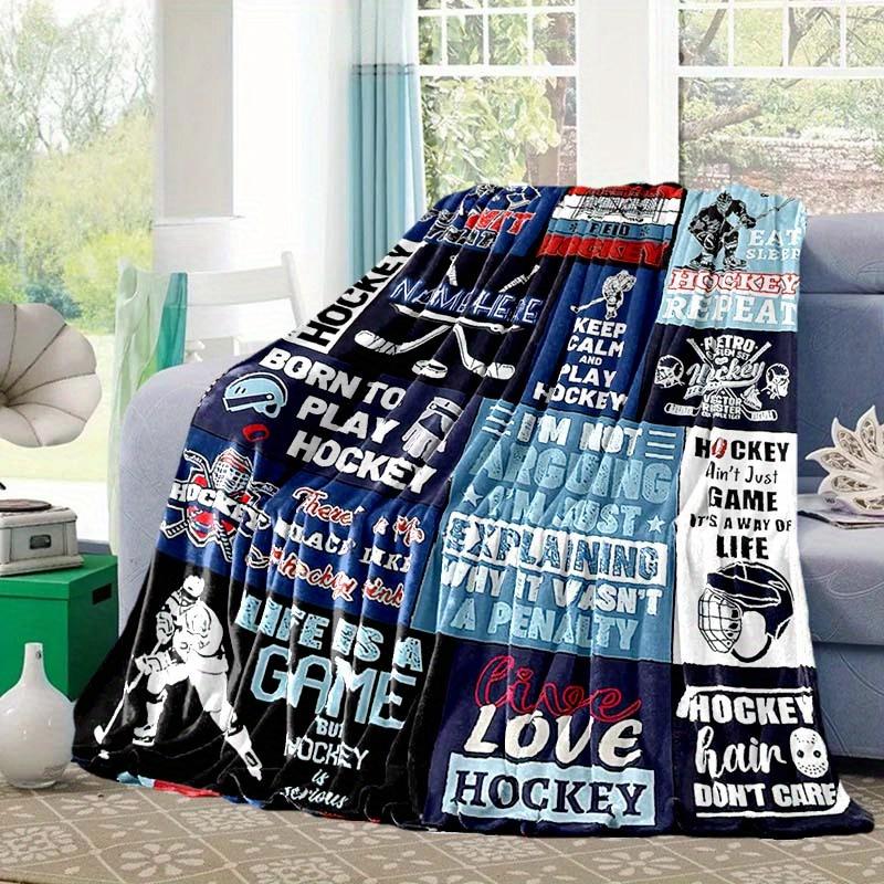 Hockey Enthusiast Customize Your Name Outdoor Blanket Suitable For All Seasons Comfortable And Warm Soft Blanket Suitable For Travel Gifts For
