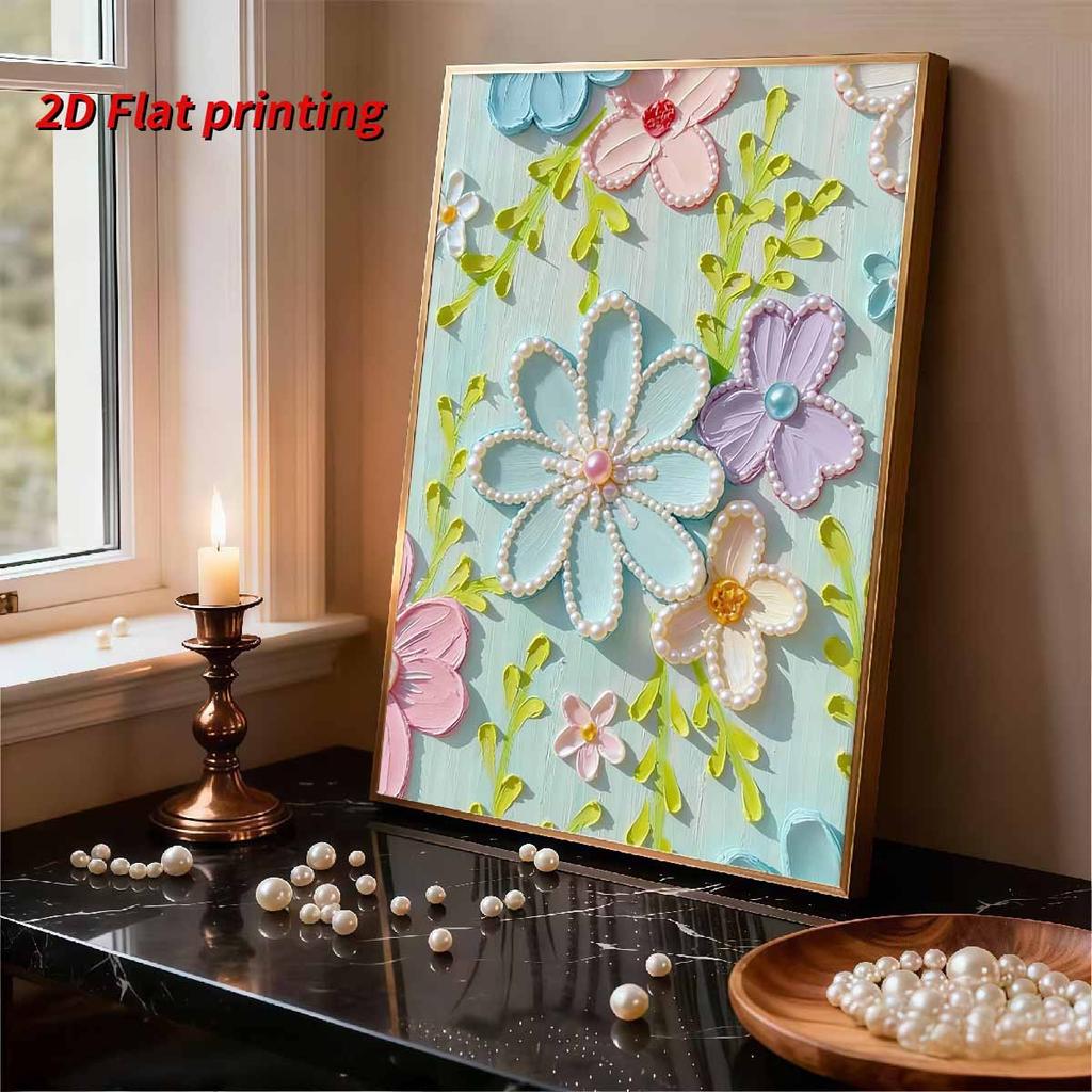 DIY Pearl Painting Set Colored Flowers Pattern Home Decoration Handmade Sticky Diamond Creative Canvas Pearl Art Painting Crafts Perfect Gift
