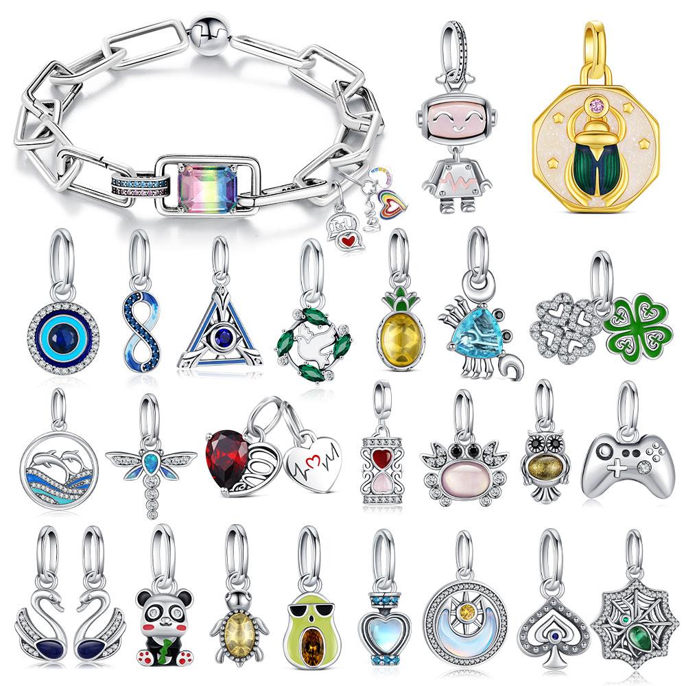 925 Silver ME Series Charm Infinite Heart Animals Pendant Fit Original Bracelet Women DIY Jewelry Gift for Party Daily Wear