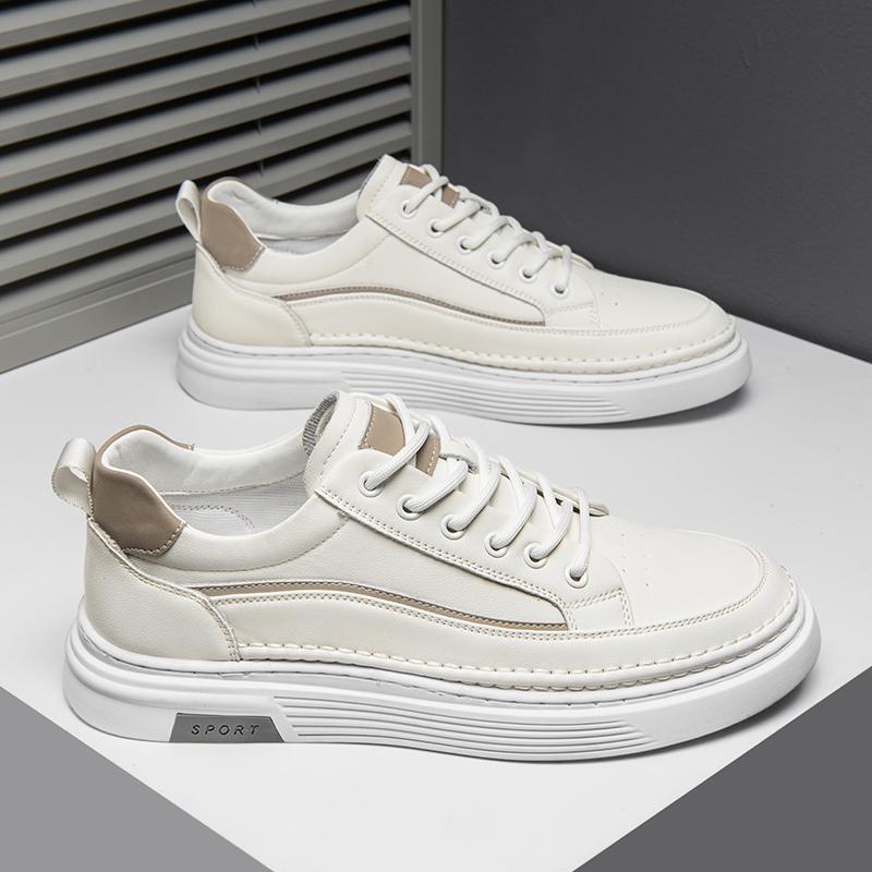 Skórzane Buty Codzienne Męskie Luksusowe Białe Trampki Moda Outdoor Projektant Mody Uniwersalne Retro Niskie Buty do Chodzenia Męskie