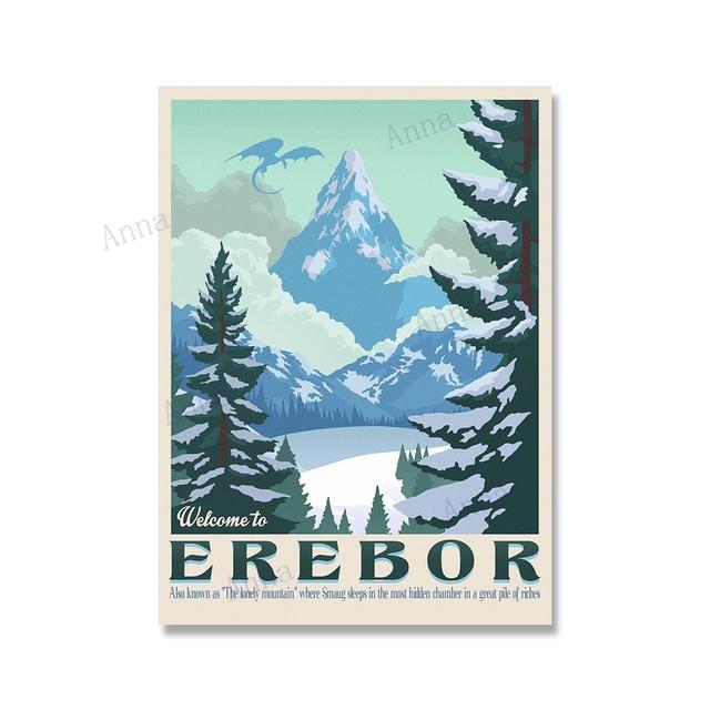 

Картина на холсте, скандинавский винтажный туристический постер и принты, Толкин, Средиземье, пейзаж, Властелин колец, художественные настенные панно, декор для гостиной, без рамки 21*30cm No Frame