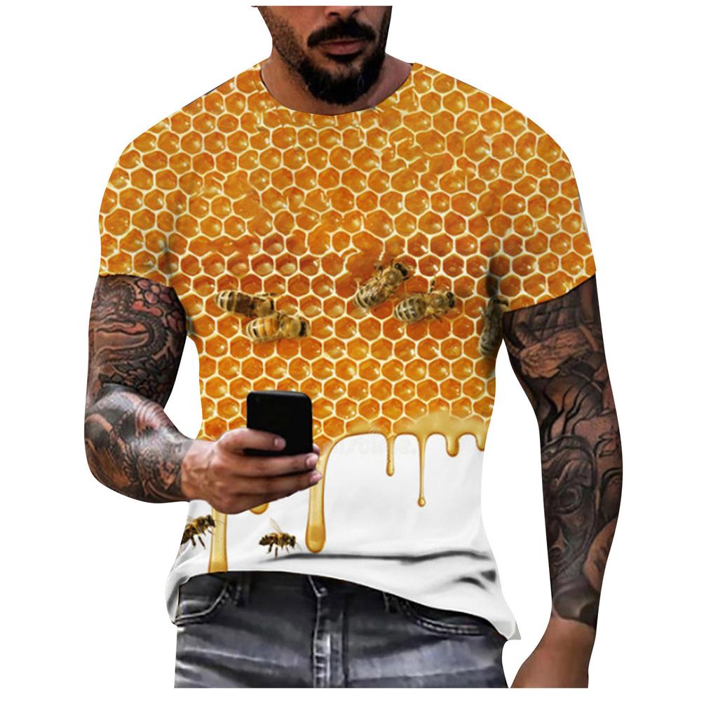 Men'S T-Shirt Short Sleeve Printed Summer Round Neck Top Trend Casual Sweatshirt