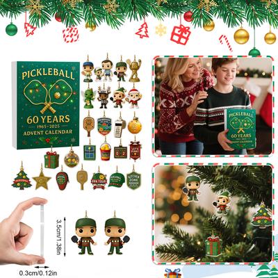 2D Flat Acrylic Mystery Box 24pcs Pendant With Airplane Box Funny Christmas Countdown Calendar