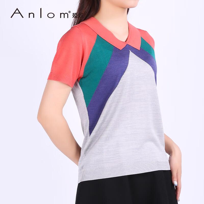 

Женский трикотажный топ с V-образным вырезом, короткими рукавами и цветными блоками 4XL