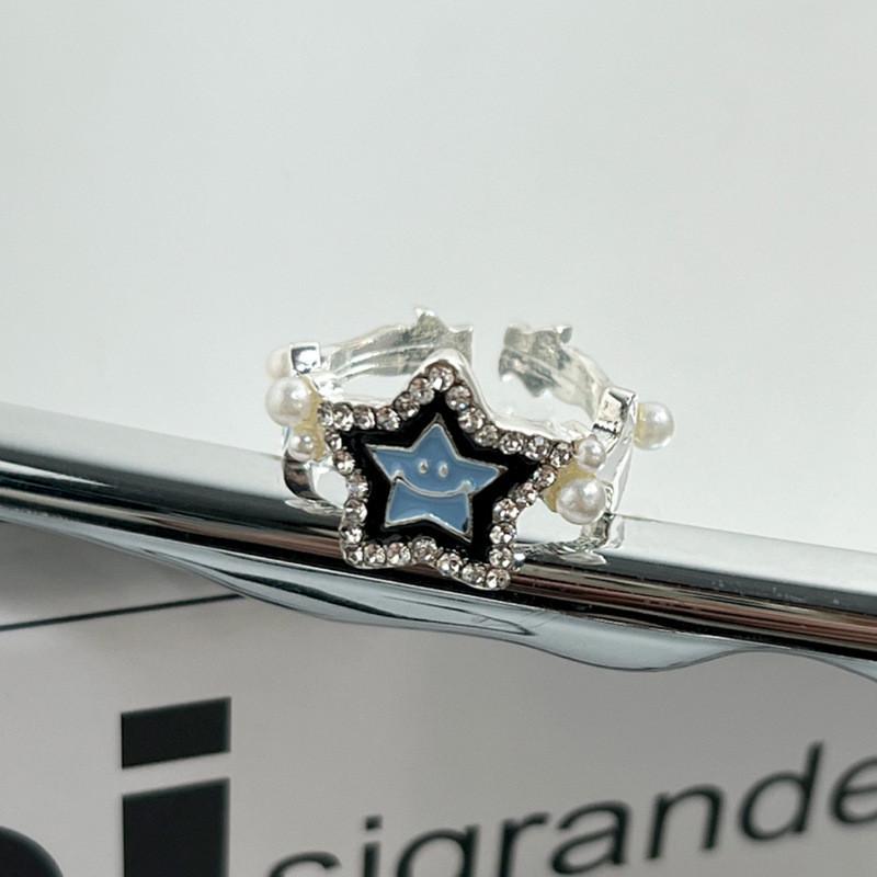 Unique Blue Lucky Star Ring For Women Stylish Copper Adjustable Fashionable Accessory 2023