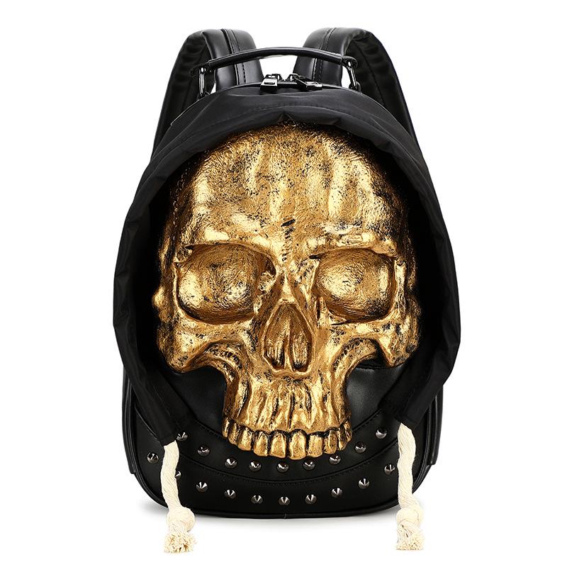 Zaino Rivettato Teschio 3D per Uomo e Donna - Borsa a Spalla Doppia per Halloween