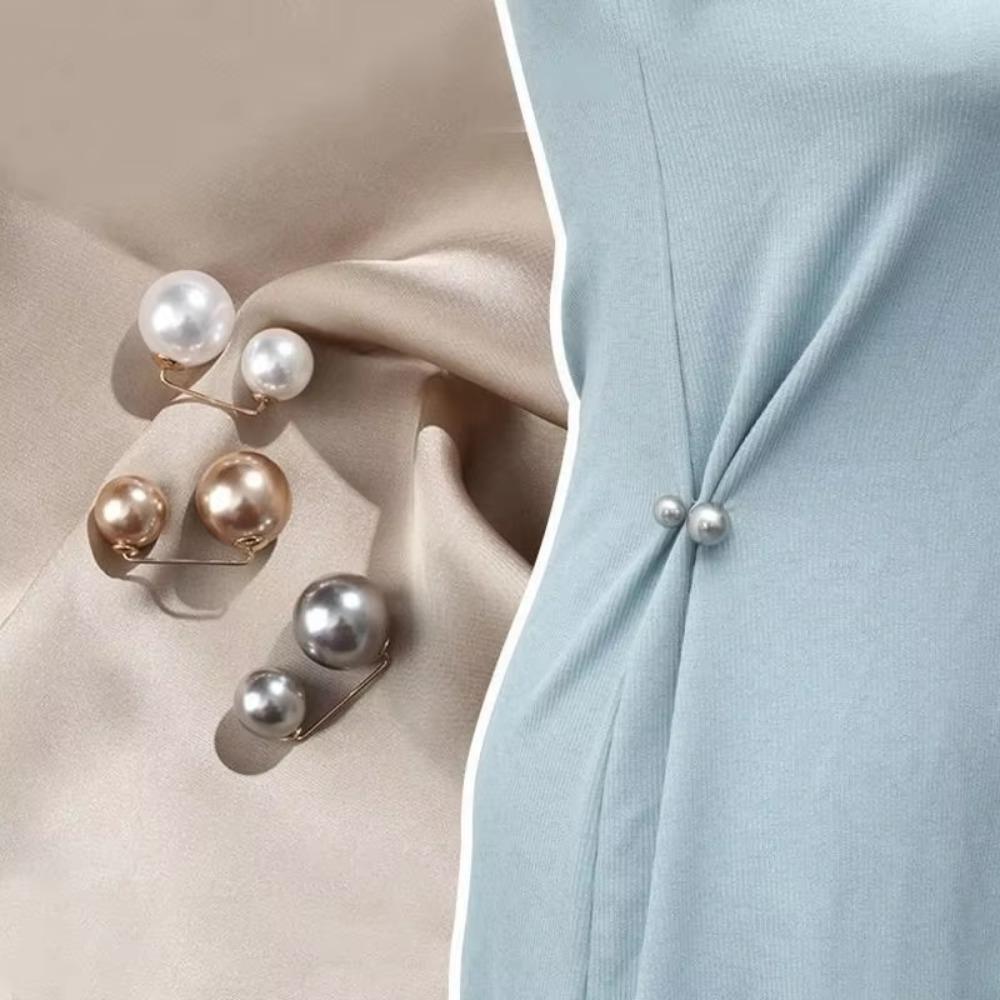 6Pcs Detachable Pearl Brooch Adjustable Retractable Button New Waist Buckle Button  Women
