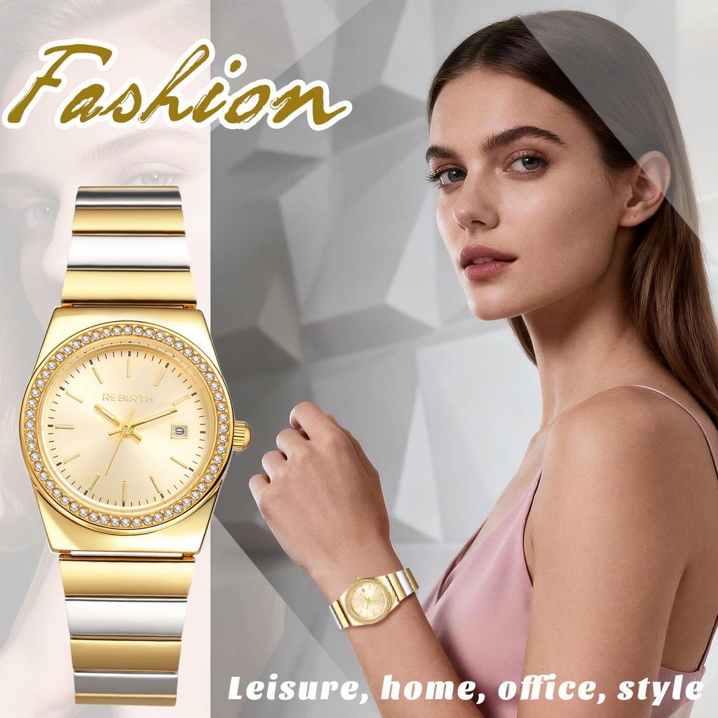 Women's Watch Stretch Band Waterproof Gold Stylish Analog Display Free Size Stainless Steel Band Quartz Fashion Accessory - Birthday Anniversary
