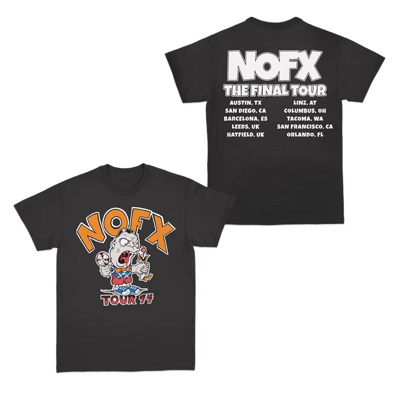 2025 Neues NOFX Punk Band Album Rock Roter Hai Hase Amerikanisches Lockeres Herren- und Damen Kurzarm T-Shirt