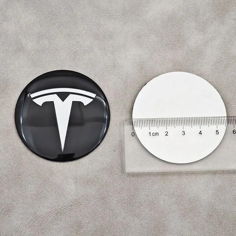 Car Sticker Tesla 4pcs 56mm Black White Tesla Cap Hub Center Cap Logo Sticker for Tesla Model 3 Y S X Personalized Car Sticker C