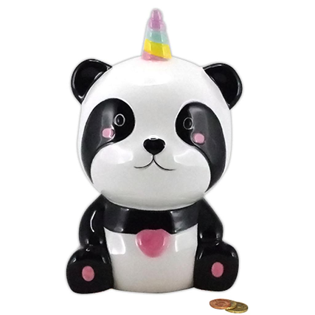 Les Trésors De Lily [R6589] - Creative Piggy Bank 'Panda Unicorn' White Black - 16x10x9 Cm