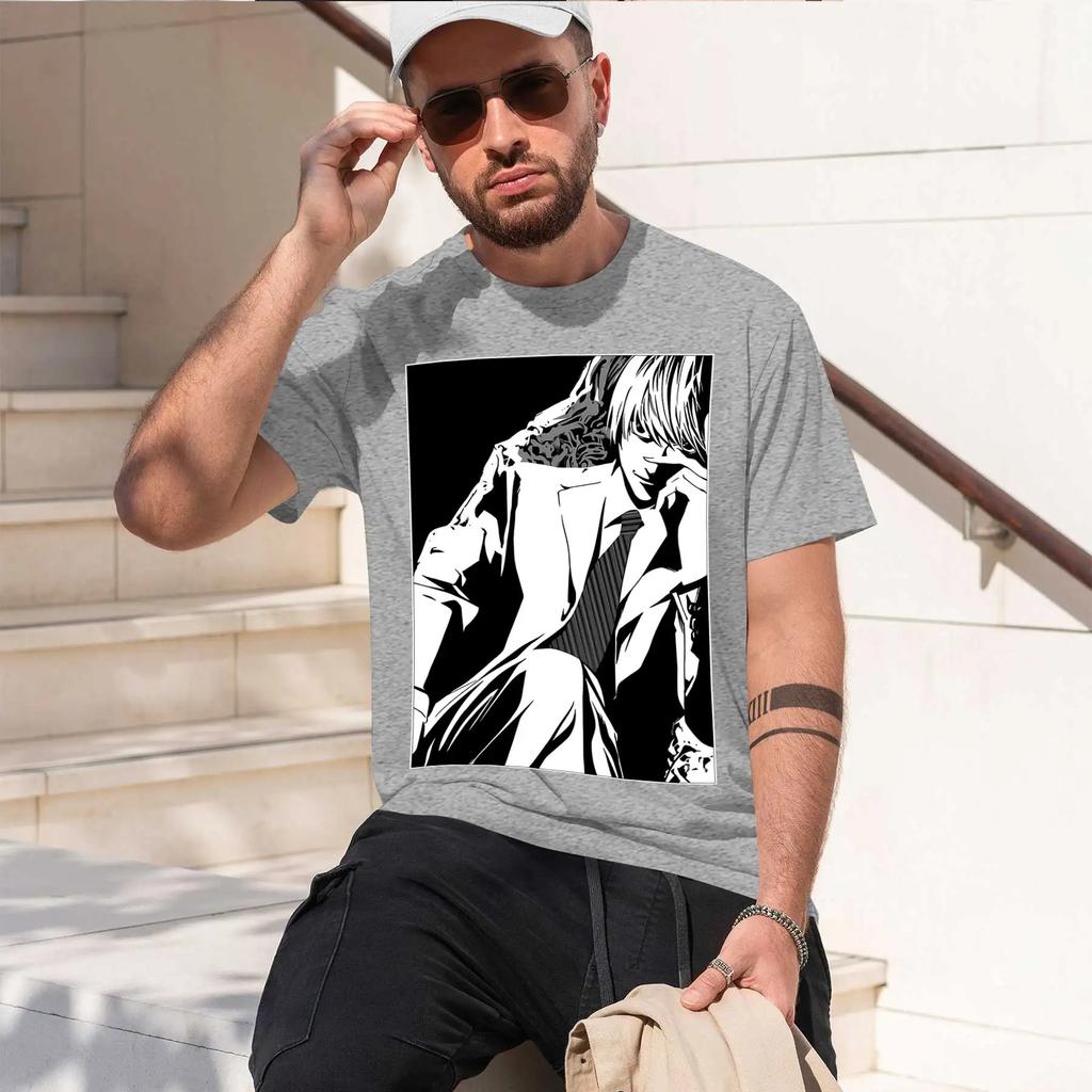 Yagami Tsuki 2026 New Fashion Heavyweight Hot Selling Retro Printed Pattern Fun Round Neck Tshirt For Daily Comfort