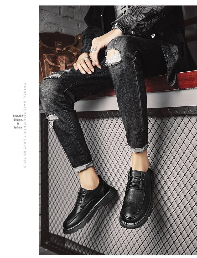 Men's 2023 Autumn Black Casual Retro Leather Shoes – Trendy Non-slip British Style