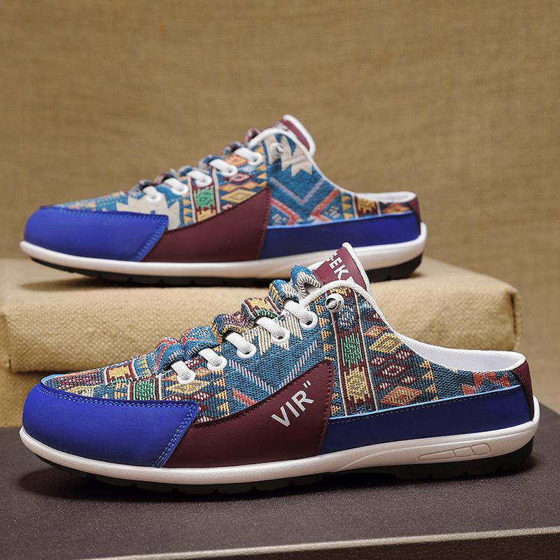 Summer Men Half Slippers Breathable Mens Casual Shoes Lightweight Slip On Man Loafers Fashion Walking Sneakers Lazy Canvas Shoes