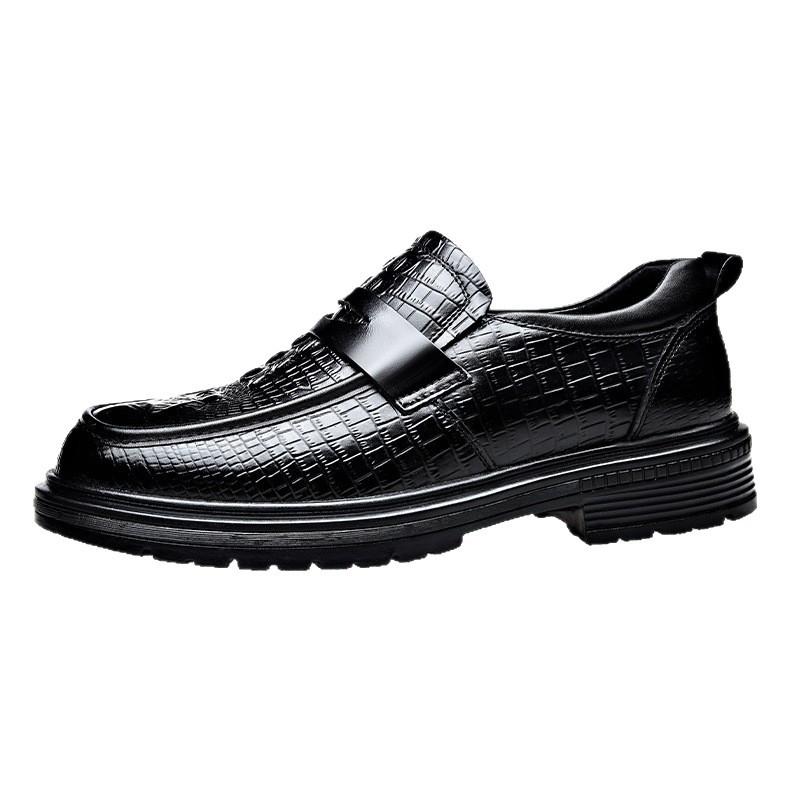 Men's leather shoes leather breathable crocodile pattern British style business dress casual men's shoes thick leather shoes