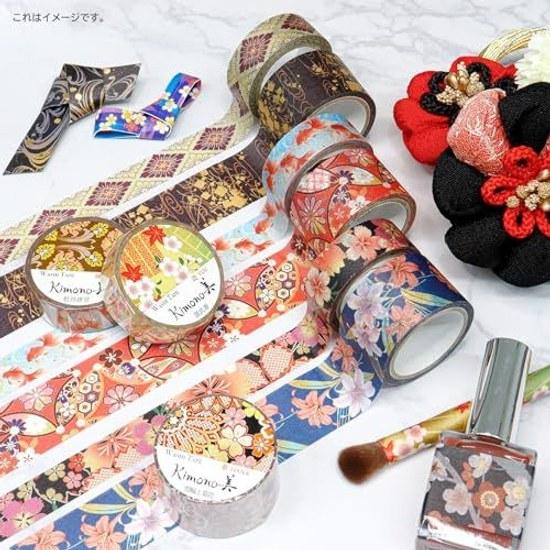 Masking tape kimono beauty 28 (Wakamatsu diamonddiamond chrysanthemumseven treasures flower diamond each 1) Made Japan approximately 15mm width set 3