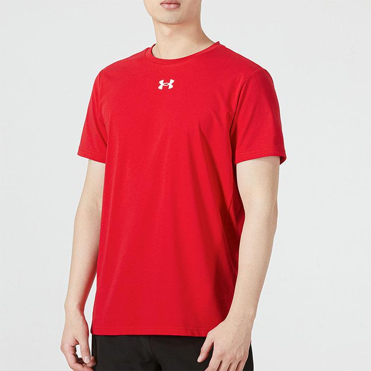 Under Armour Logo Print Sports Knit Crew Neck T-Shirt Men Tops Red 22500514-600