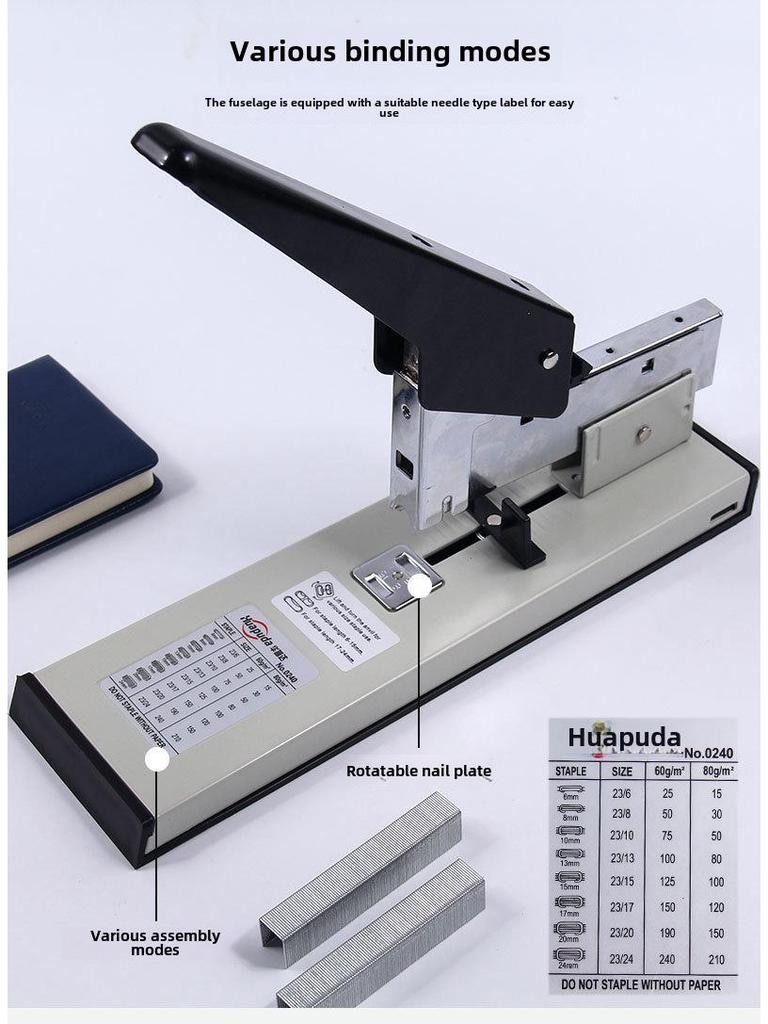 Arbeidsbesparende tykk stiftemaskin med kapasitet på 240 ark