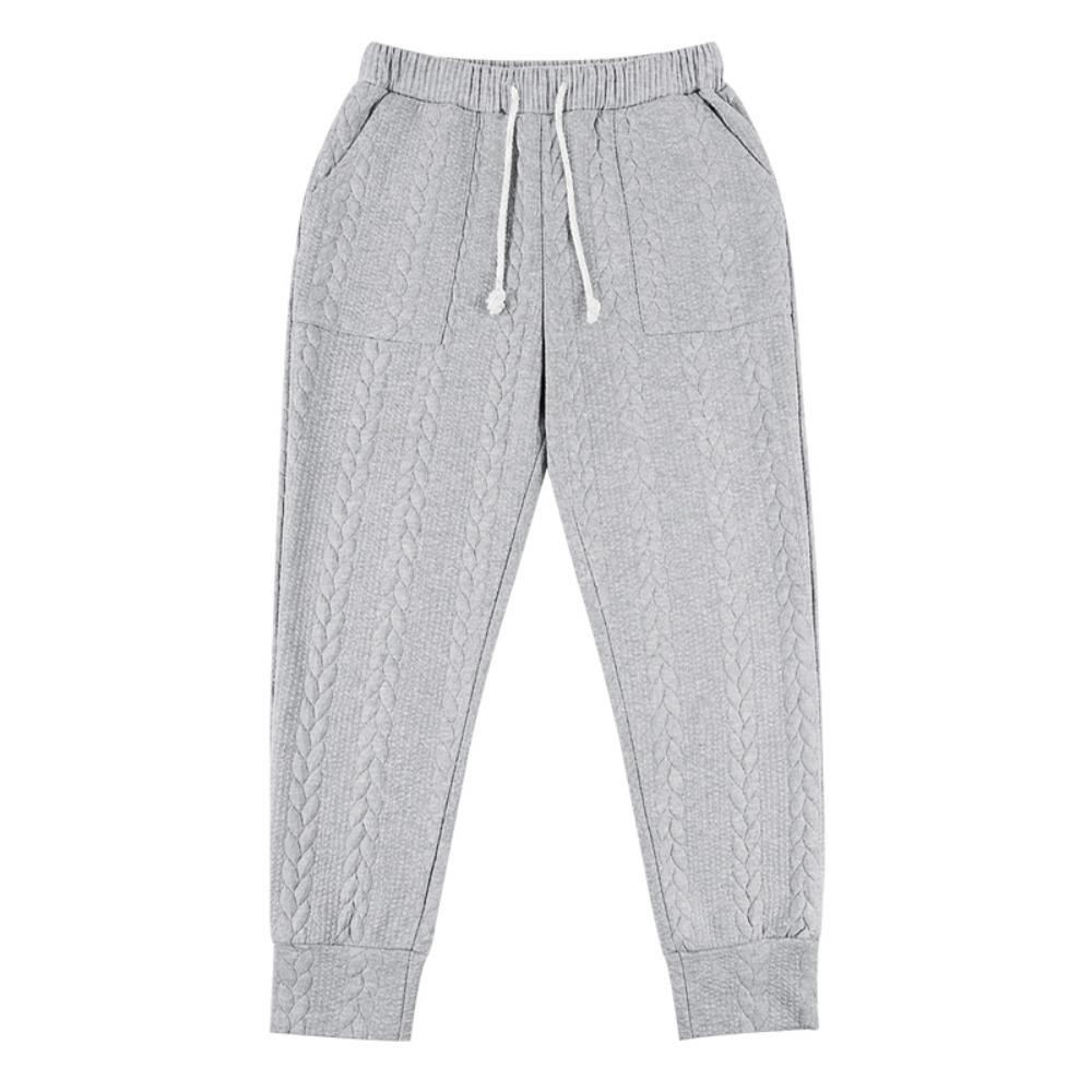 Men's Cable Knit Jogger Pants Elastic Waist Drawstring Casual Trousers with Pockets Lightweight Sweatpants for Daily Workout