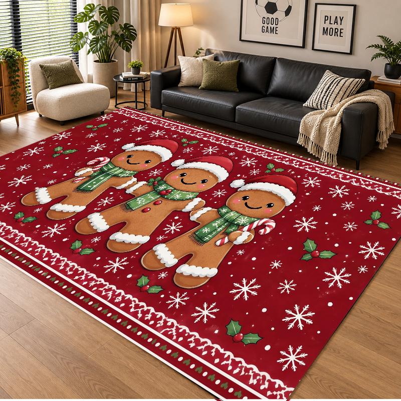 Christmas Theme Floor Carpet, Soft Area Rug, Xmas Indoor Home Holiday Decoration
