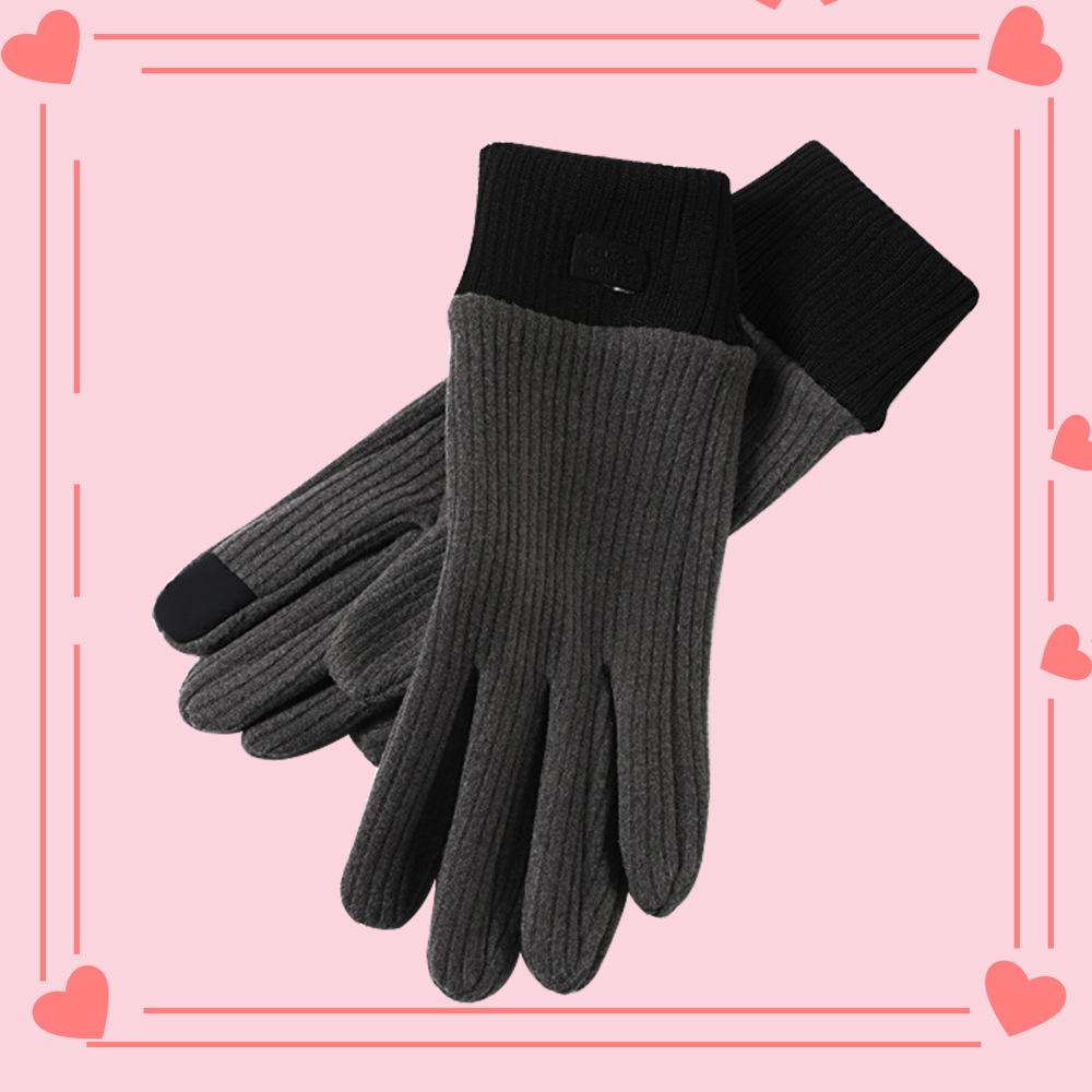 Women's Warm Gloves Touch Screen Wind proof and Cold Riding Korean Version Cute Student Plus Velvet Thickened Autumn and Winter Gloves