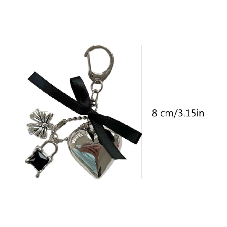 Chic Heart Keyring Unique Decoration Bowknot Keychain Ornament Phone Accessory