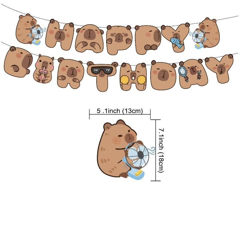 

Набор реквизита для украшения дня рождения капибары, флаг с персонажем, воздушный шар, реквизит для сцены Paper Flag