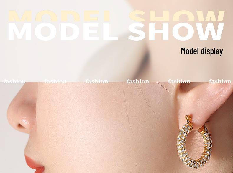 Exquisite U-shaped Full Diamond Earrings: European & American Light Luxury Fashion