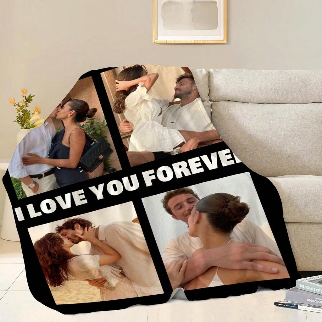 1 PC Custom Personalized Blanket Personal Photo Flannel Bed Blanket Birthday Wedding Couple Valentine's Day Holiday Gift Blanket