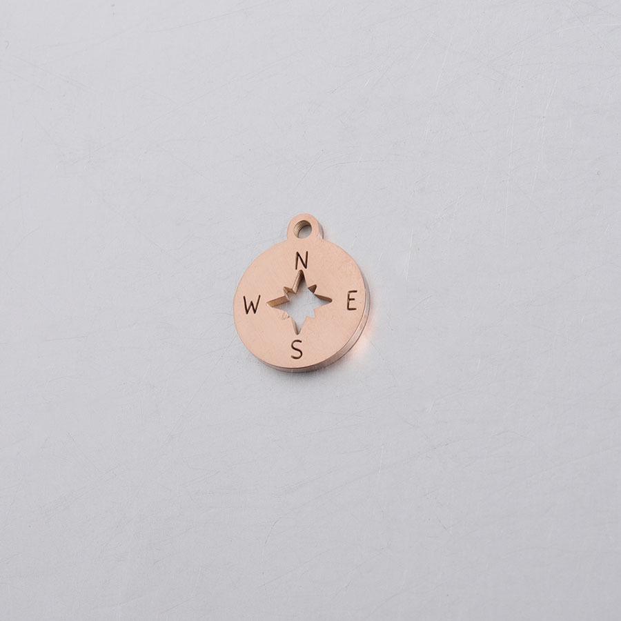 Runder, hohler Kompass-Anhängerspiegel aus Edelstahl (12 x 14,3 mm)