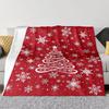 Christmas Tree Red Flannel Throw Blanket, Xmas Snowflake Birthday Gifts for Men Women, Winter Holiday Soft Blankets for Bedding