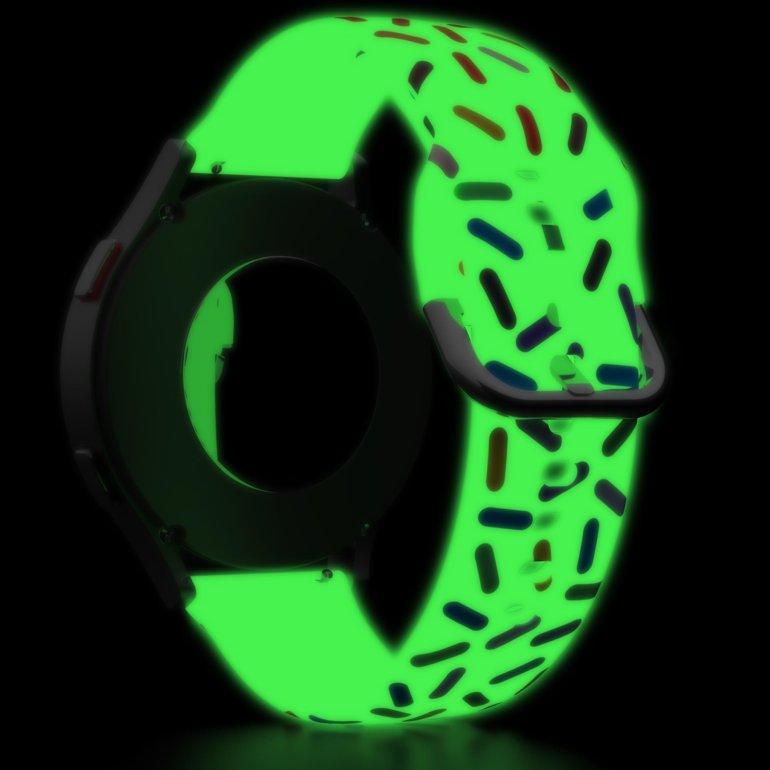 

20mm Watch Band for Samsung Galaxy Watch6/Watch6 Classic/Watch 5/Watch 5 Pro/Watch4/Watch4 Classic,Pattern Silicone Strap Wristband Luminous Rainbow