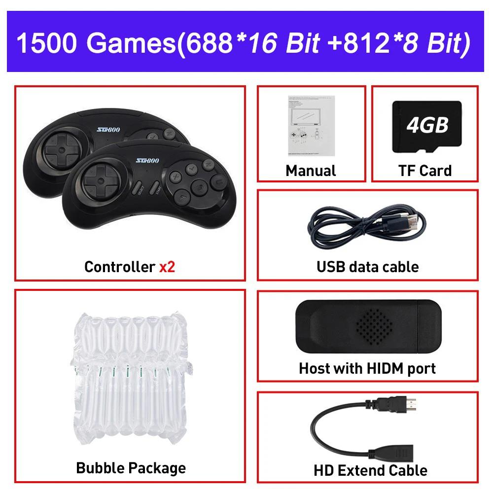 16bitová MD videoherní konzole pro SEGA Genesis SG800 Game Stick bezdrátový ovladač Vestavěný HDMI herní přehrávač pro více než 4600 her