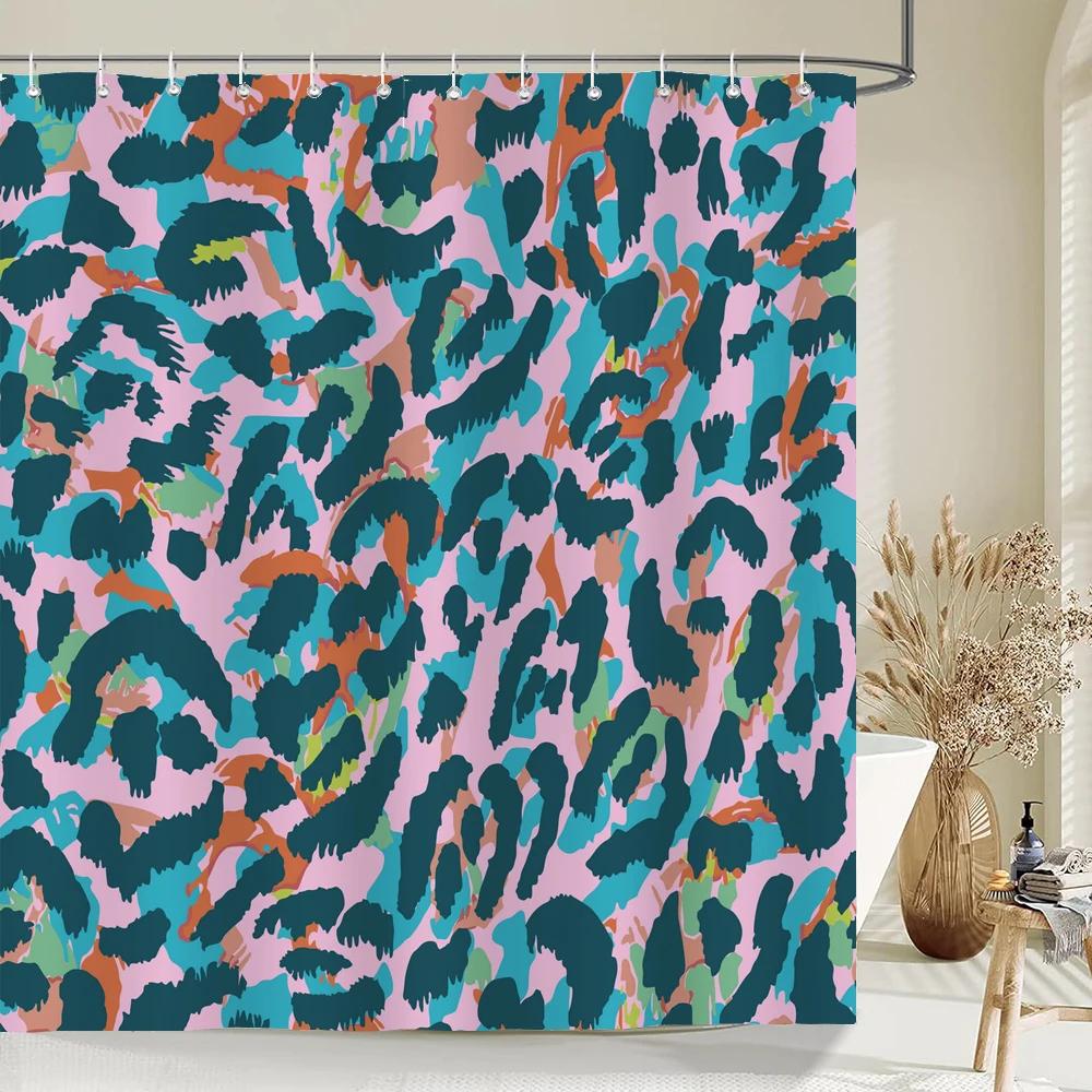 Sexy Leopard 3D Duschvorhänge Wasserdichtes Gewebe Geometrische Blume Badezimmervorhang Mit Haken Dekor 180*200cm Badewannen-Bildschirm