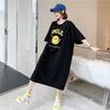 Korean version of summer loose loungewear lazy style round neck letter printing long cotton T-shirt maternity dress women