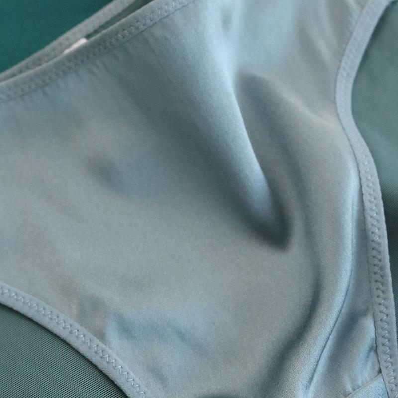 1 Pc Low Waist Sexy Lace Triangle Briefs Silky Smooth and High Elasticity Silk Home Underwear Briefs