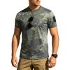 Men's Tactical Outdoor Quick Dry Short Sleeve T Shirt Loose Fit Breathable Crew Neck Camouflage Print with Hook and Loop Patch Area