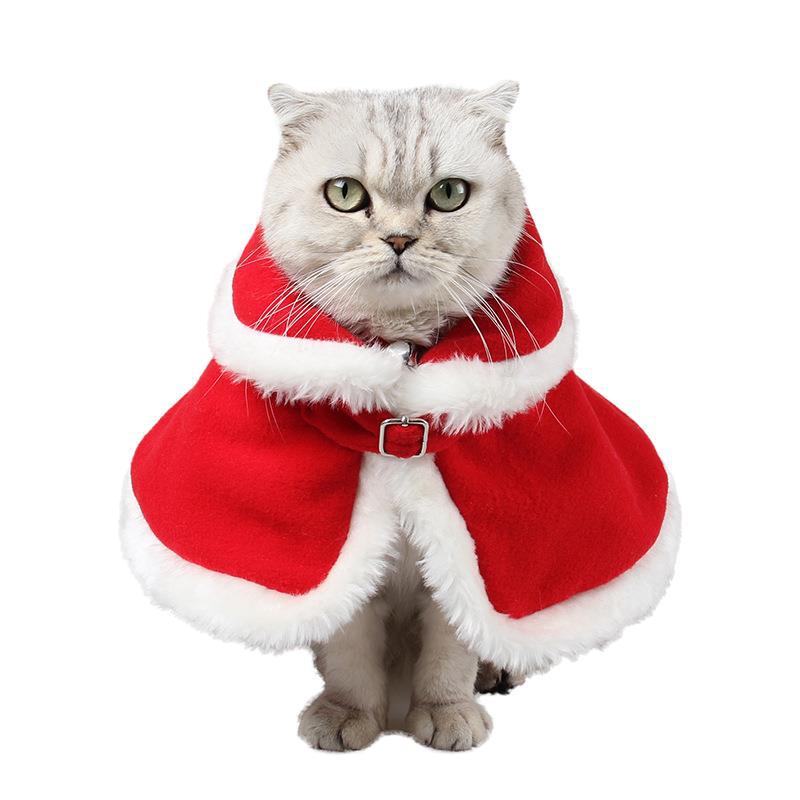 European and American Christmas windshield grace cloak, pet party supplies clothing factory, cat New Year's warm red velvet cloak