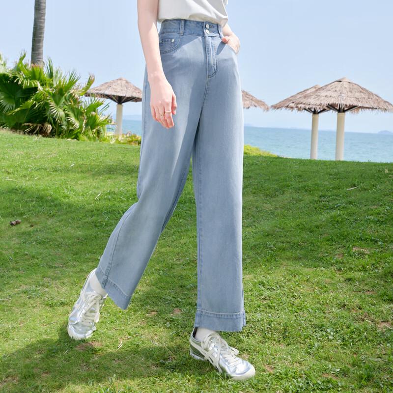 Betu Women's Lyocell Denim Wide-Leg Cropped Pants