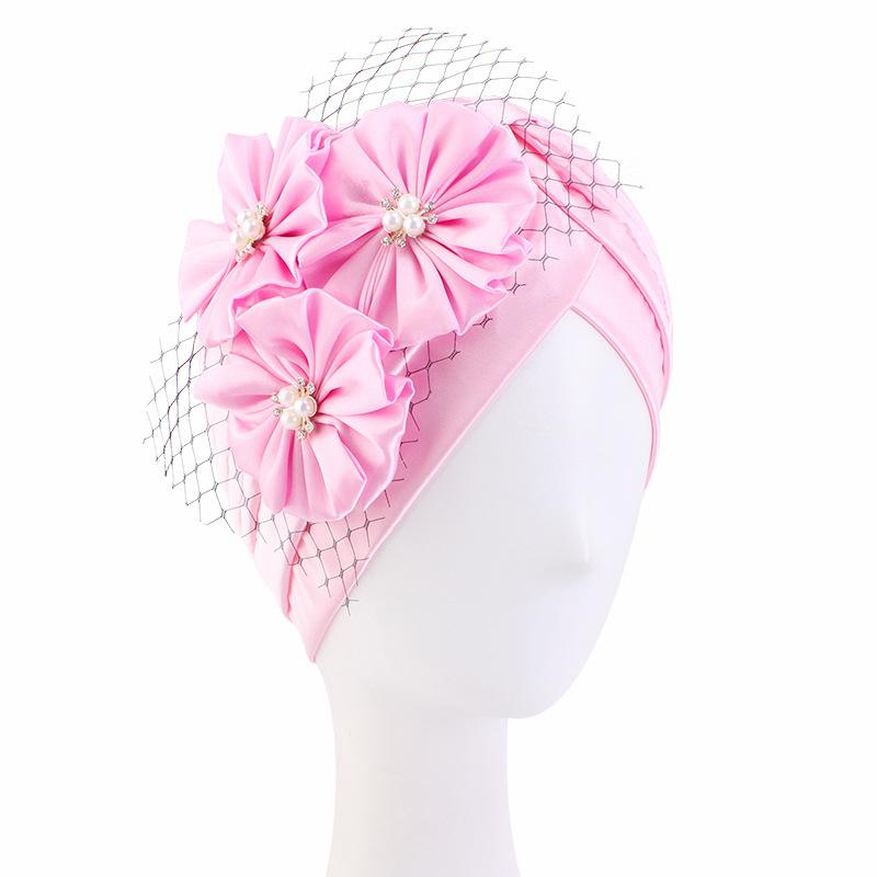 2022 Women Flowers Turban Hat Muslim Headwear Hijab Caps Diamonds Turbante Bonnet Ready To Wear Islamic Wrap India Cap